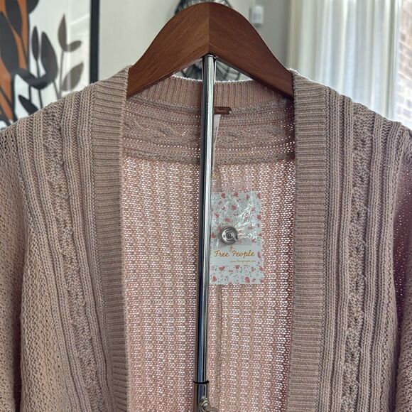 NWT Free People Moon River Cardigan Sweater Knit Cardigan Neutral Earthy Chic - Picture 5 of 13